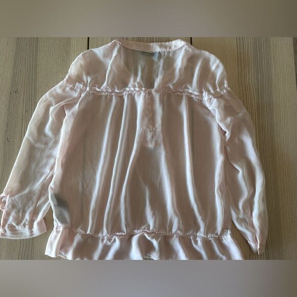 The Kooples romantic sheer tie shirt with peasant sleeves lace detail - Large - Picture 5 of 7